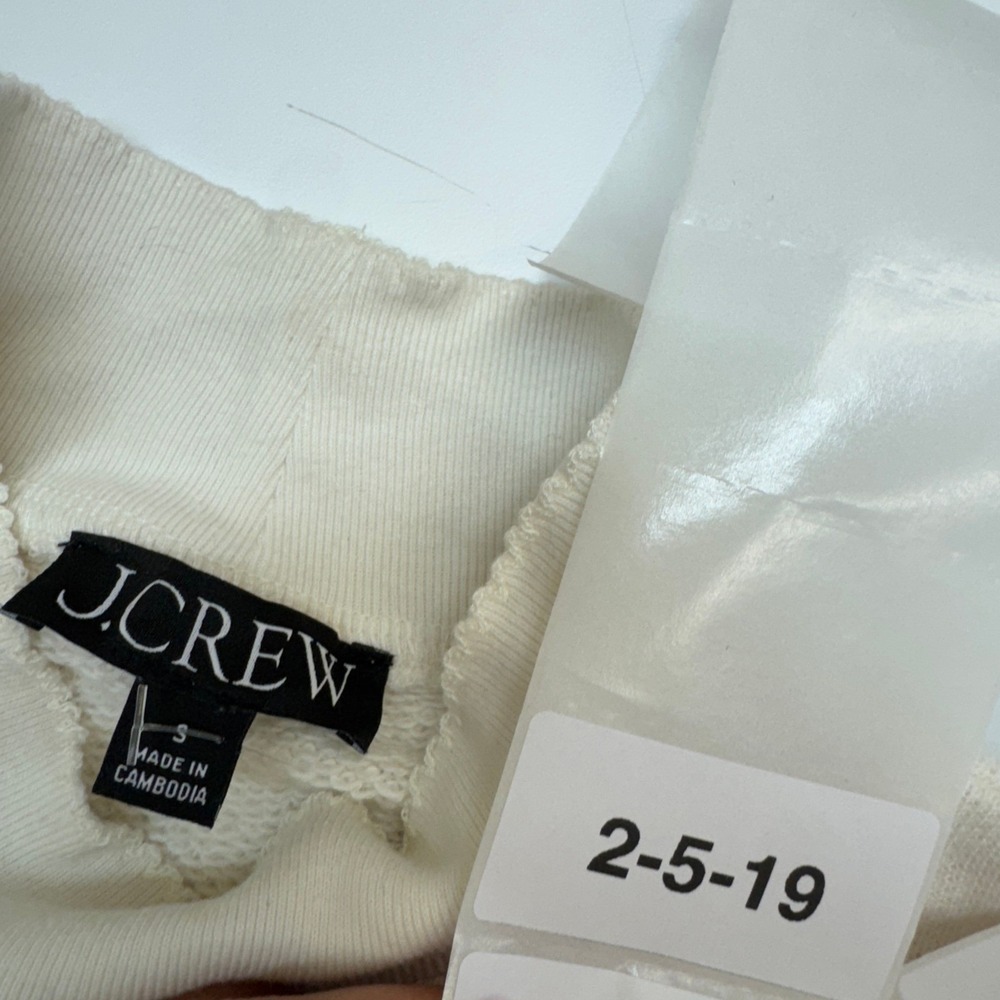 J.Crew Sweatshirt Womens Small White Black Terry Striped Nautical Coastal Preppy - Picture 5 of 10